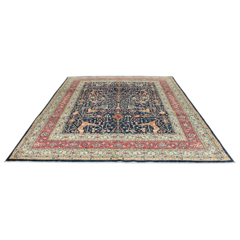 Tapis traditionnel bleu marine et multicolore 8 x 10 8 po Anatolian
