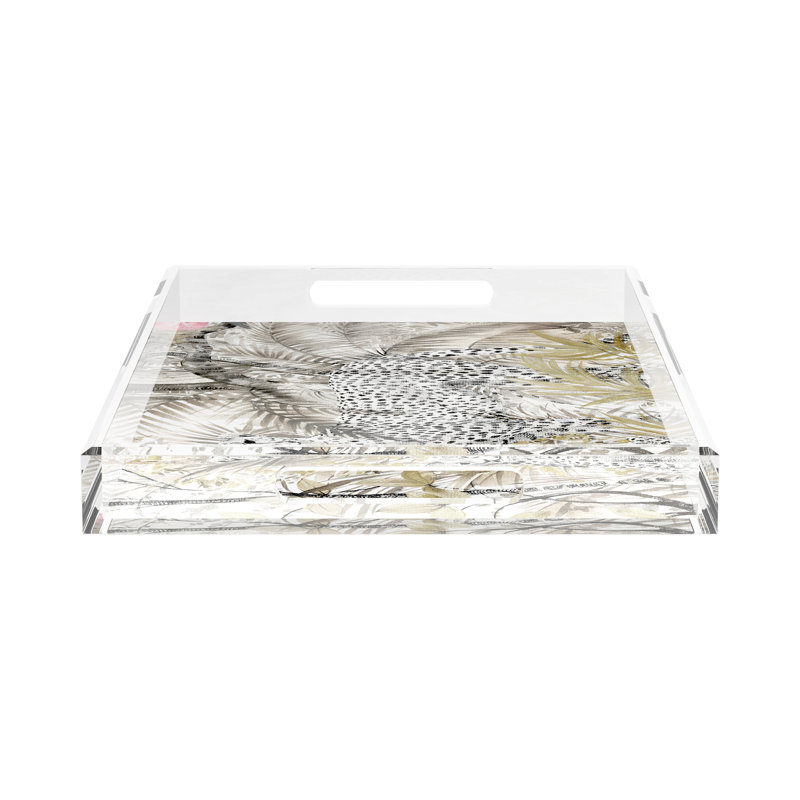 Arcadia Chettah Acrylic Rectangle Decorative Tray, 22.5"W x 14.5"D x 2"H