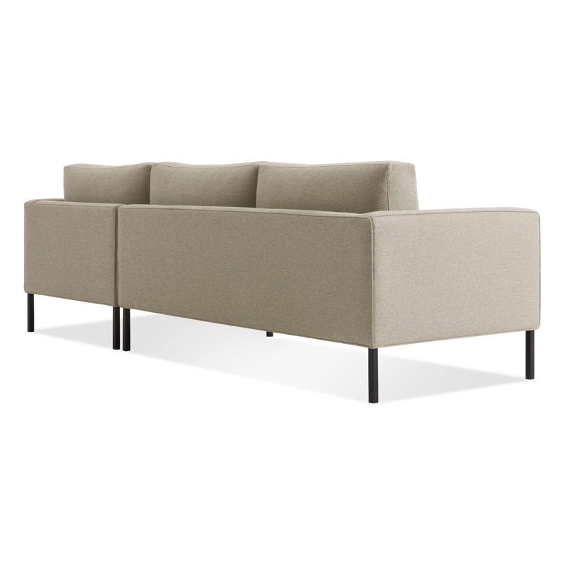 Paramount Chaise Sectional, Black, Sanford Oatmeal Basketweave, Right Hand Facing