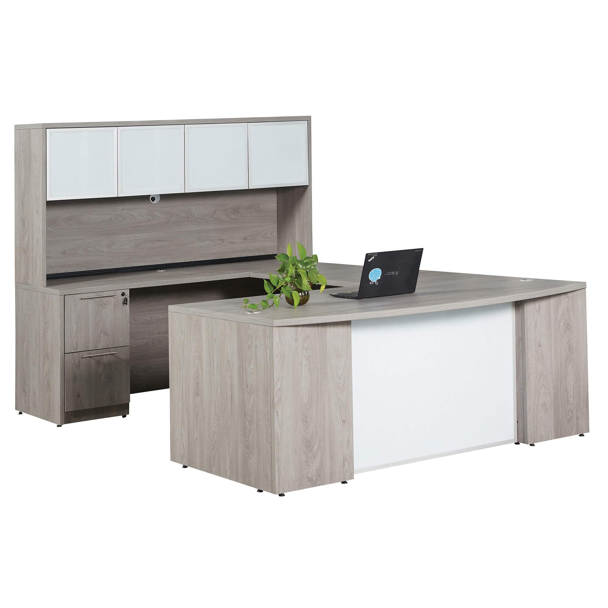 Union Rustic Dereona UShape Executive Desk Office Set with Storage