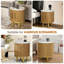 Table de chevet de luxe moderne de 15 po, table de chevet ronde, table de bout avec porte-tambour coulissante et tablette de rangement pour la chambre à coucher et le salon-1372740605