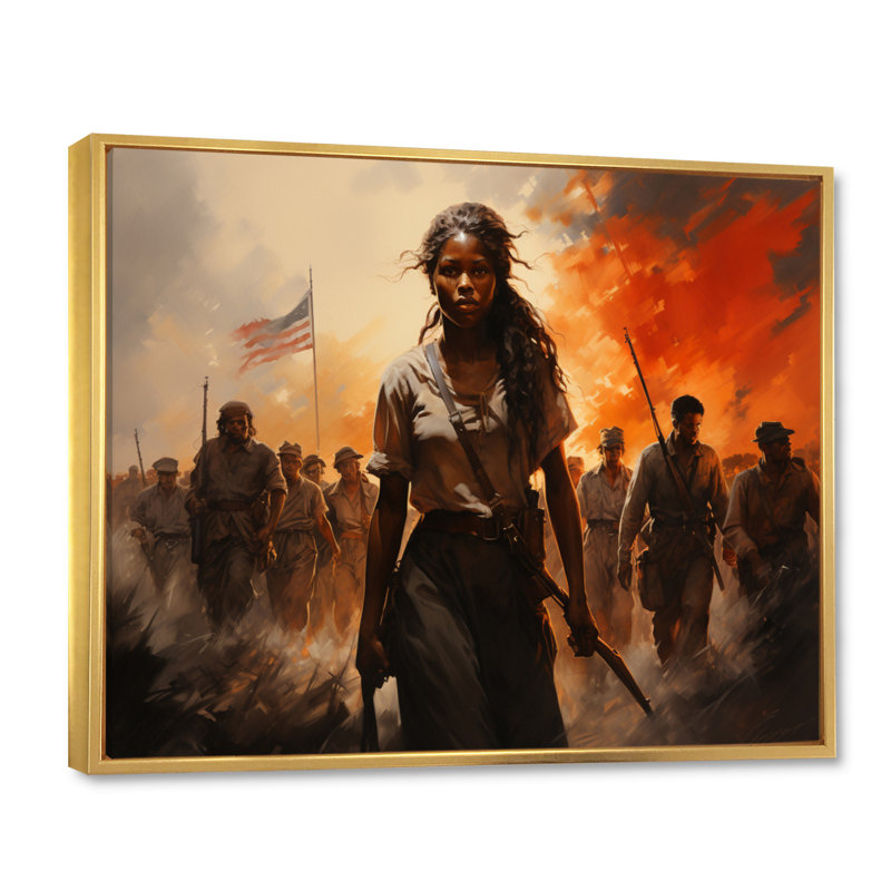 Liberté afro-américaine sur toile, H 12 po x l 20 po x P 1 po, Cadre flottant doré
