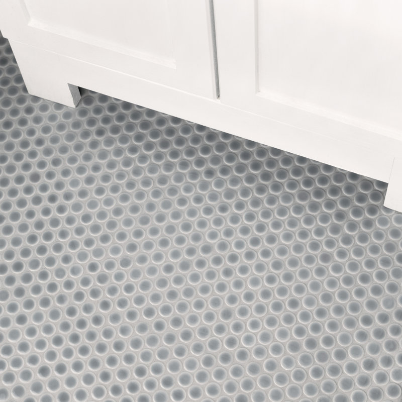 Hudson Penny Round 11-7/8 " x 12-5/8 " Porcelain Mosaic Floor & Wall Tile, Slate