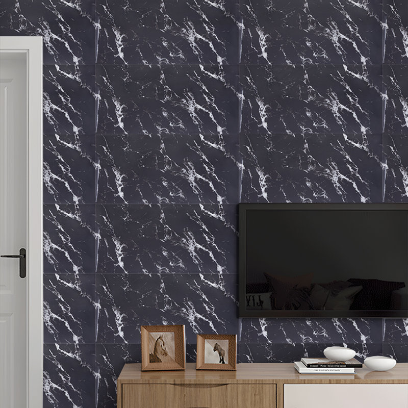 Dayzie 10pcs Marble 60cm x 30cm Peel and Stick Wallpaper Roll, Black