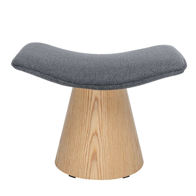 Jalsingh Upholstered Ottoman, Gray Revolution Performance Fabrics®, Natural Oak