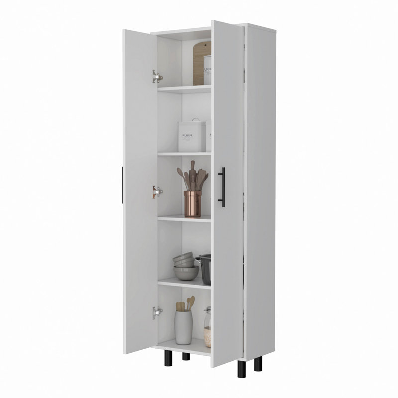 Kitchen Storage, 2-Door 5-Shelf Kitchen Pantry, White