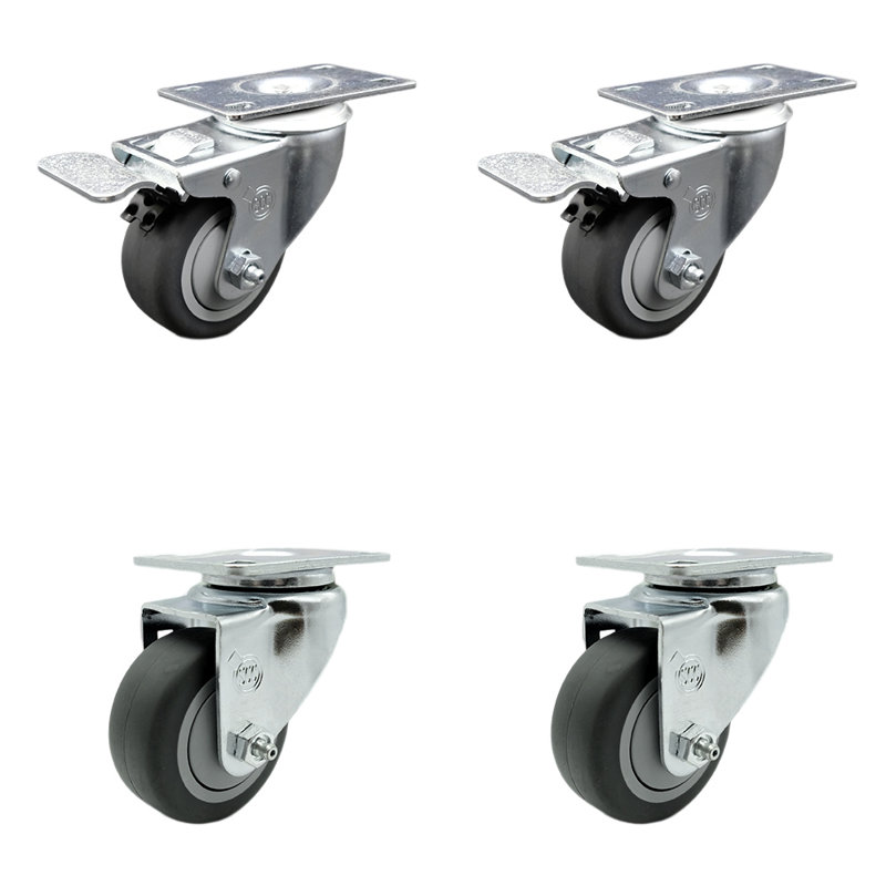4-Piece Thermoplastic Rubber Caster Set