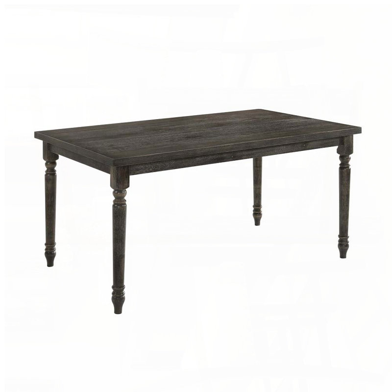 Weathered Grey Dining Table with Turned Wood Legs – Rectangular Top