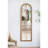 24X79" Half-Round Elongated Mirror With Decorative Window Look Classic Architecture Style Solid Fir Wood Interior Decor