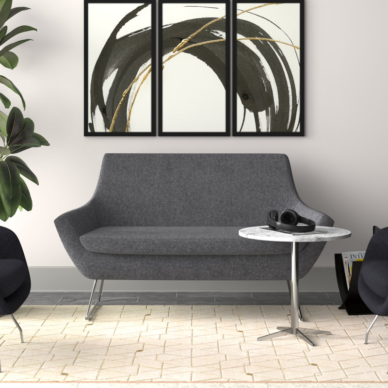 Lakewood Fabric 58'' Reception Loveseat, Dark Gray
