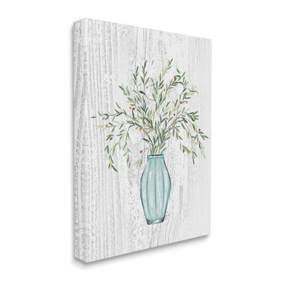 " Botanical Bouquet Vase Hanging Leaves Grain Pattern " by Ziwei Li Painting Print