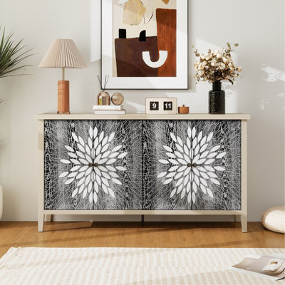 Buffet buffet, armoire de rangement avec rangement, armoire de rangement moderne avec 4 portes et tablettes réglables pour le salon, la salle à manger, la cuisine et le vestibule