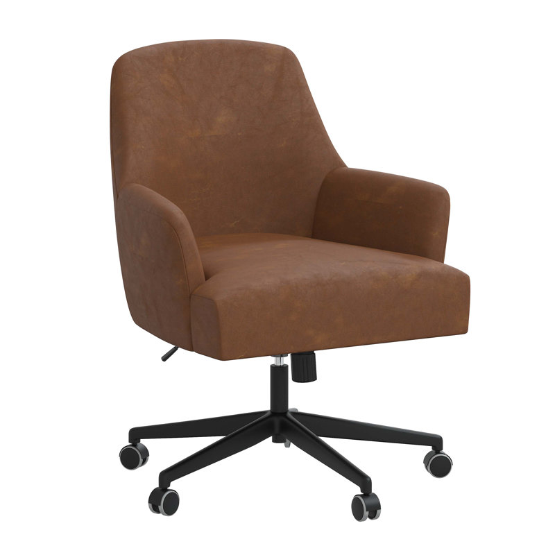 Chaise de bureau Acosta, Similicuir performance brun délavé