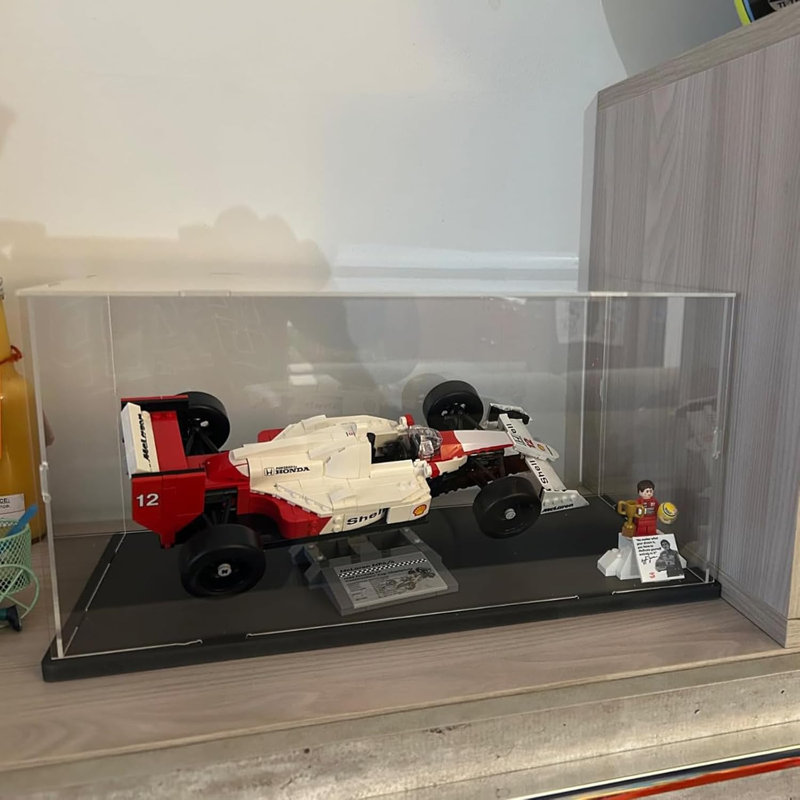 Clear Acrylic Display Case For Lego 10330 10295 42176 10337 42170 75376 Collectibles, Transparent Box Dustproof Protection With Wood-Plastic Base & String Light, Black Inside 15.7X7.9X7.9In