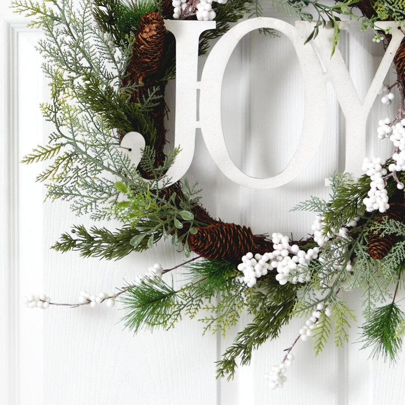 Christmas Joy Greenery Holiday Artificial Wreath