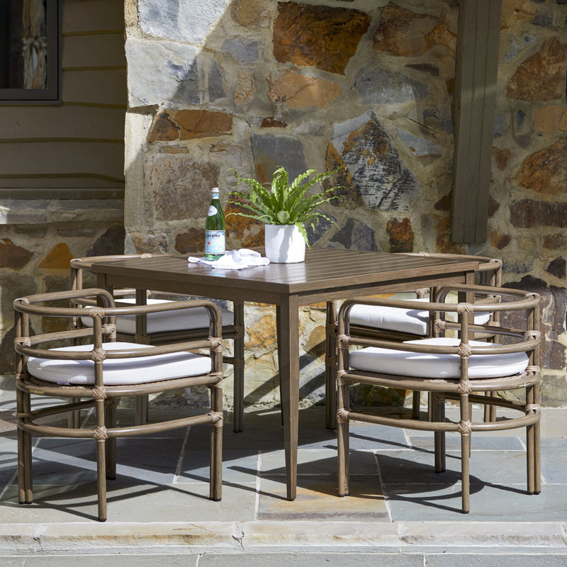 Brookings Wrought Aluminum Dining Table, Chalk