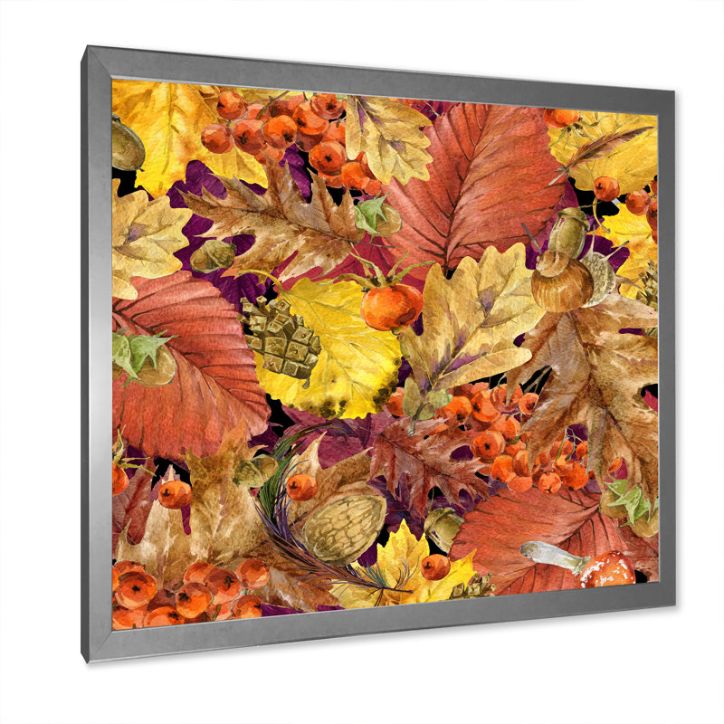 Feuilles colorées d'automne - on, Impression argent sur toile encadrée, H 30 po x l 30 po x P 1 po
