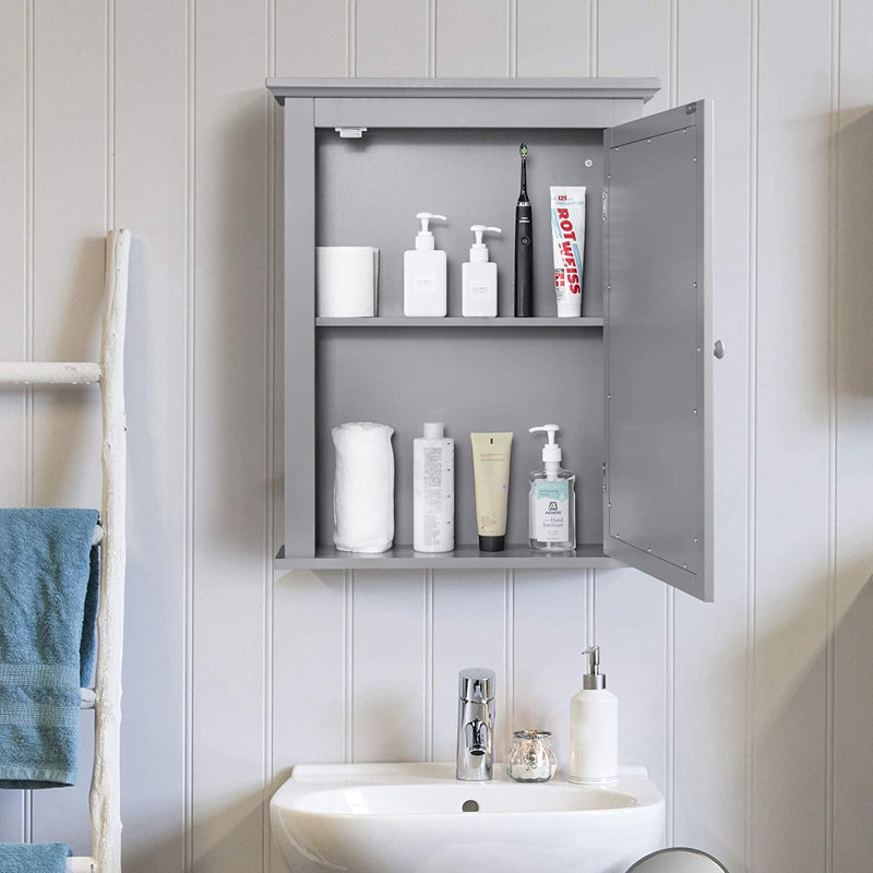Armoire de rangement pour miroir de salle de bain murale Breakwater Bay, Gris