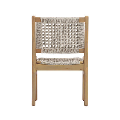 Chaises de salle à manger d'extérieur en bois d'acacia et en osier tissé à la main Solvire
