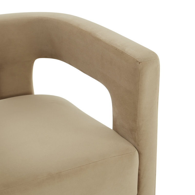 Scott 18.3'' H Leather Upholstered Armchair, Light Brown Velvet