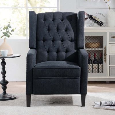 Fauteuil inclinable manuel avec support ergonomique, inclinaison à trois positions, revêtement en tissu de qualité supérieure et structure en bois massif robuste pour un confort durable.