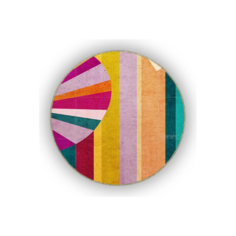Creative Modern Decorative Carpet With Multicolored Heart And Geometric Patterns, Rectangle 3'4" x 6'7"