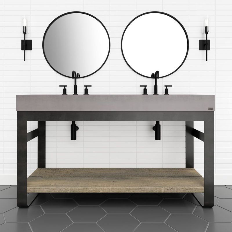 Outland 60'' W Double Vanity, Oil Rubbed Bronze, Graphite, No Holes