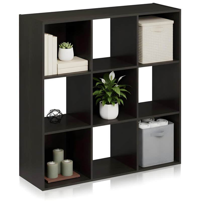 Pelli Cubic Storage Cabinet 3x3 Configuration Espresso Cube Organizer with Doors