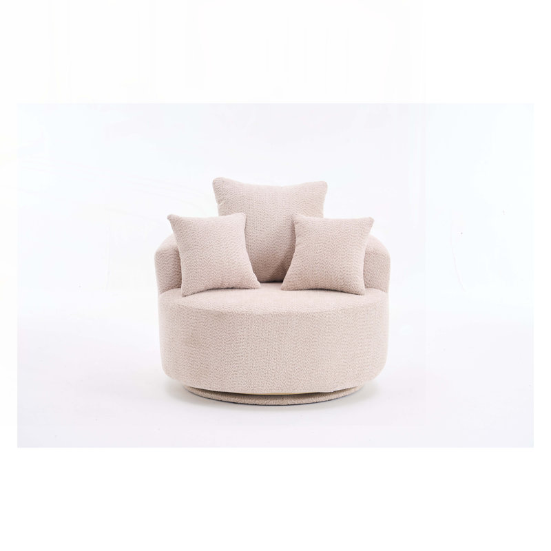 Fauteuil demi-tonneau pivotant, Chenille beige