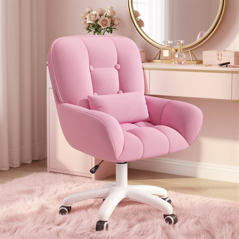 Velvet Office Chair, Black, Pink