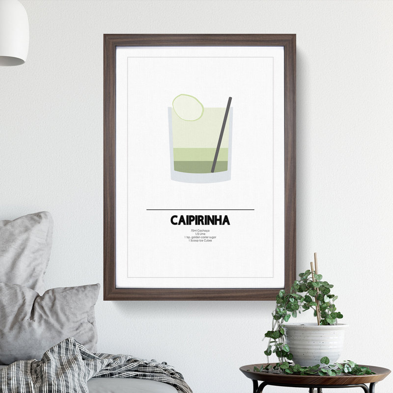 Caipirihna Cocktail - Picture Frame Painting, 65cm H x 48cm W x 2cm D, Walnut Framed