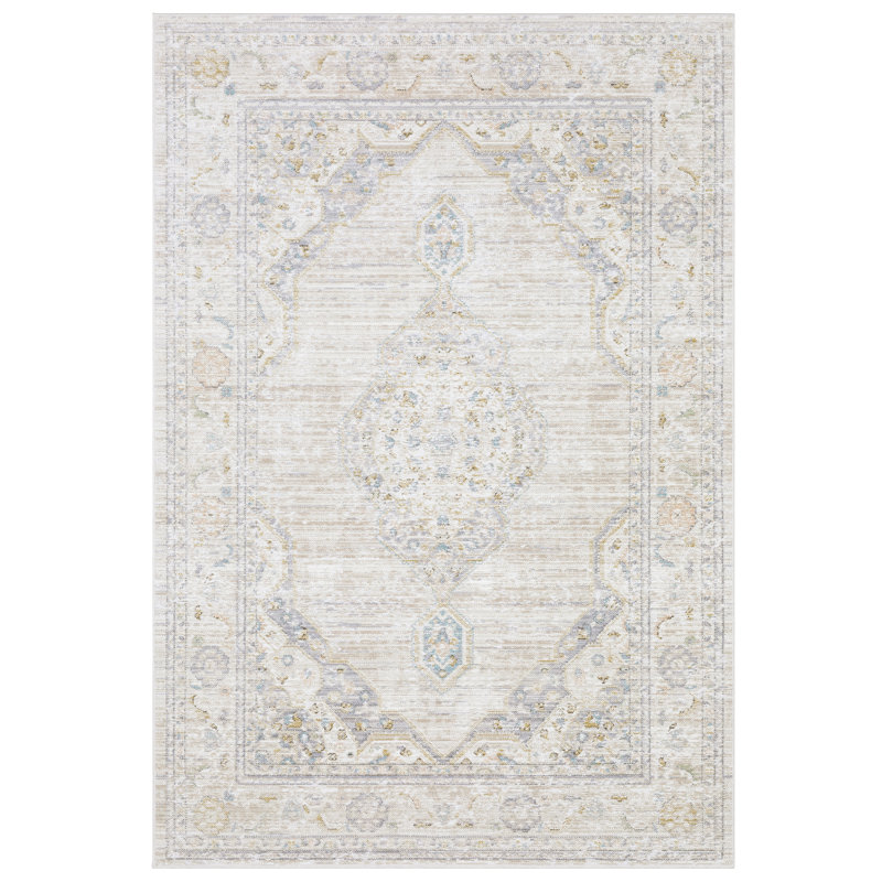 Tapis beige / bleu Tonye, Rectangle 7 pi 10 po x 10 pi 10 po