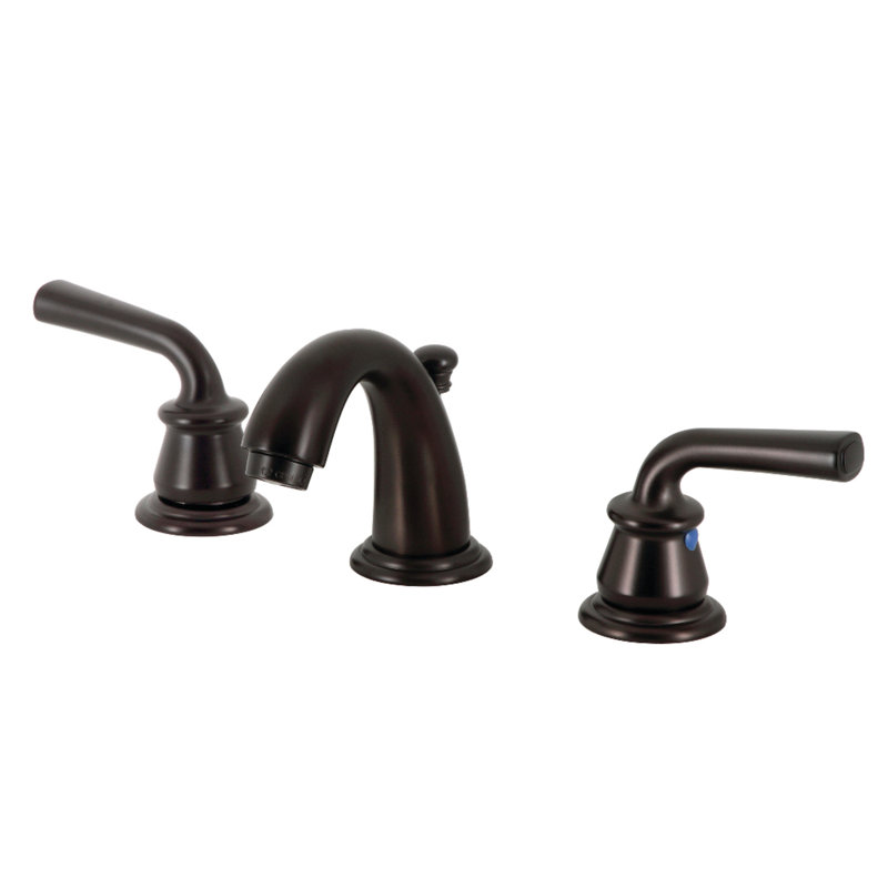 Kingston Brass Restoration Two-Handle 3-Hole Deck Mount Widespread Bathroom Faucet with Retail Pop-Up Drain