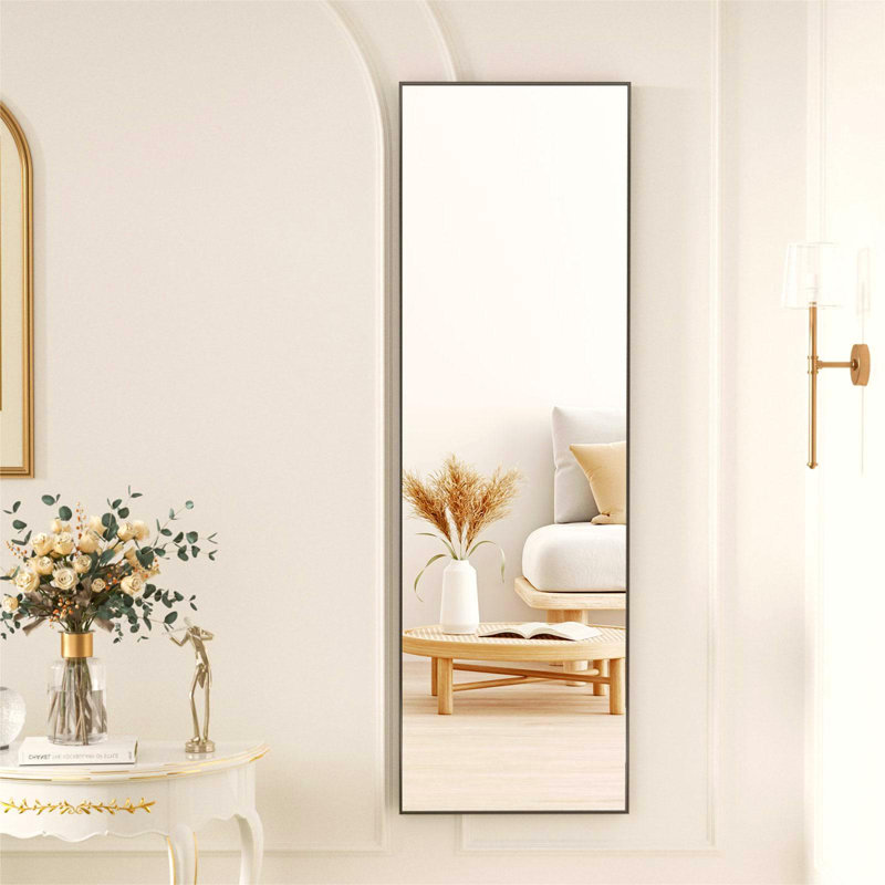 Miroir de plancher plat en métal, Noir, H 50 po x l 16 po