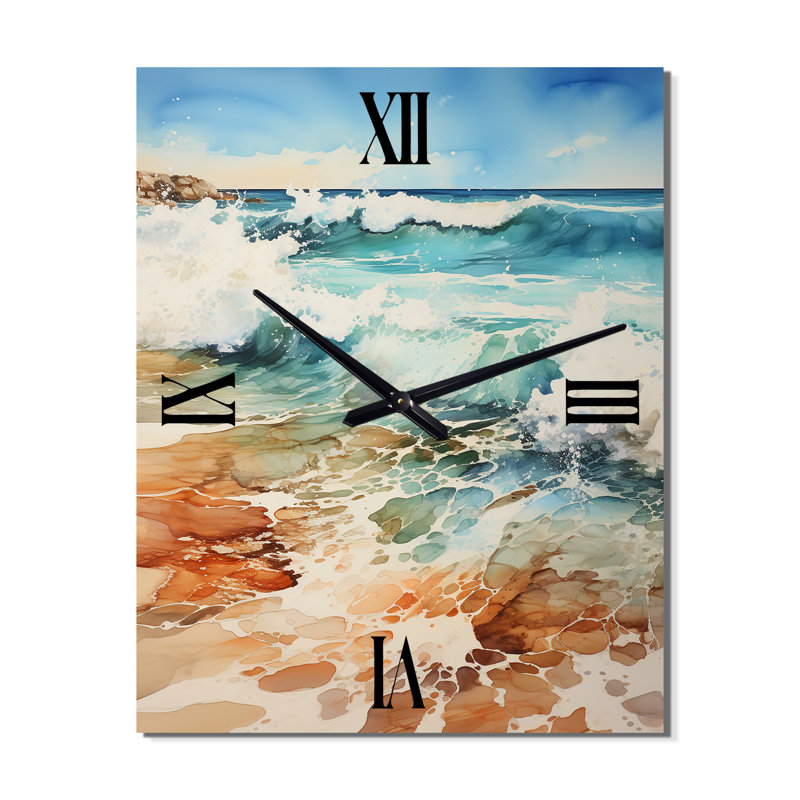 Beach Sandy Serenade IV - Horloge murale nautique et de plage surdimensionnée, H 40 po x l 30 po x P 1 po