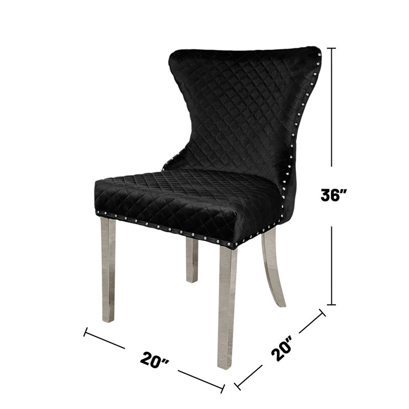 Ensemble de 2 chaises de salle à manger rembourrées avec pieds carrés , Gris, Noir, noir, noir, noir