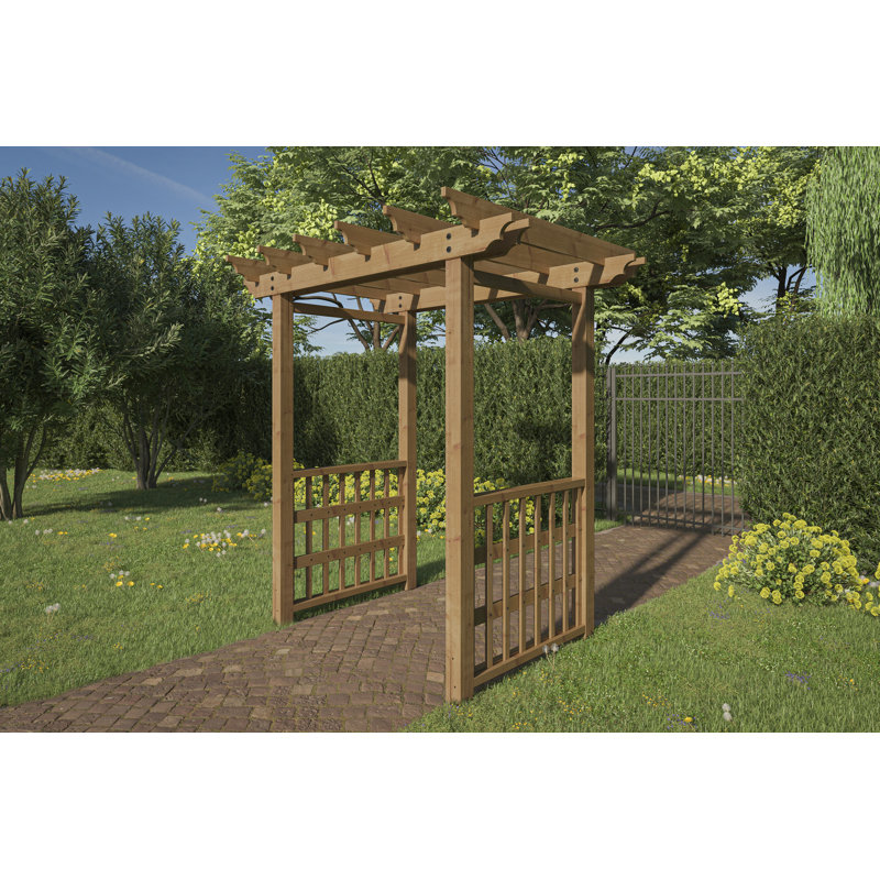 Springwood Golden Brown Cedar Wood Arbor with Flat Roof