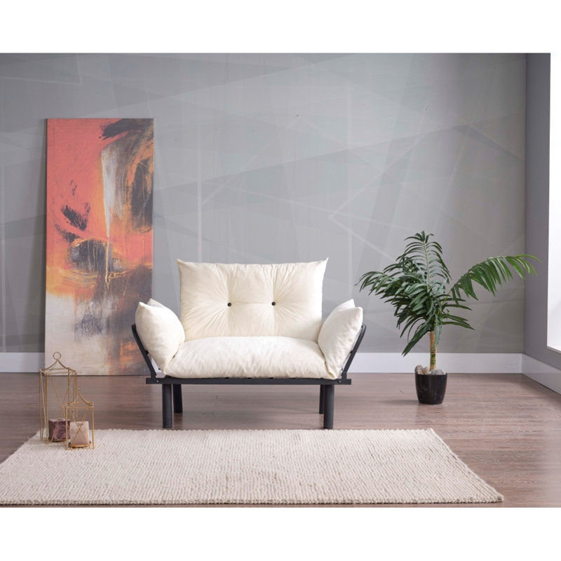 Ewald Upholstered 49'' Sofa, Cream Microfiber/Microsuede