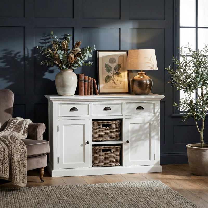 Guisborough 49.21'' Sideboard, White/Black