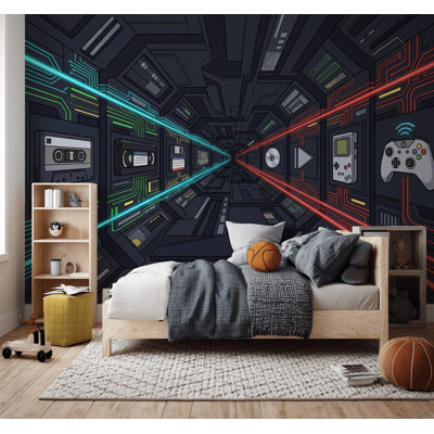 Walls Wallpaper Circuit Gaming Removable Wall Decor