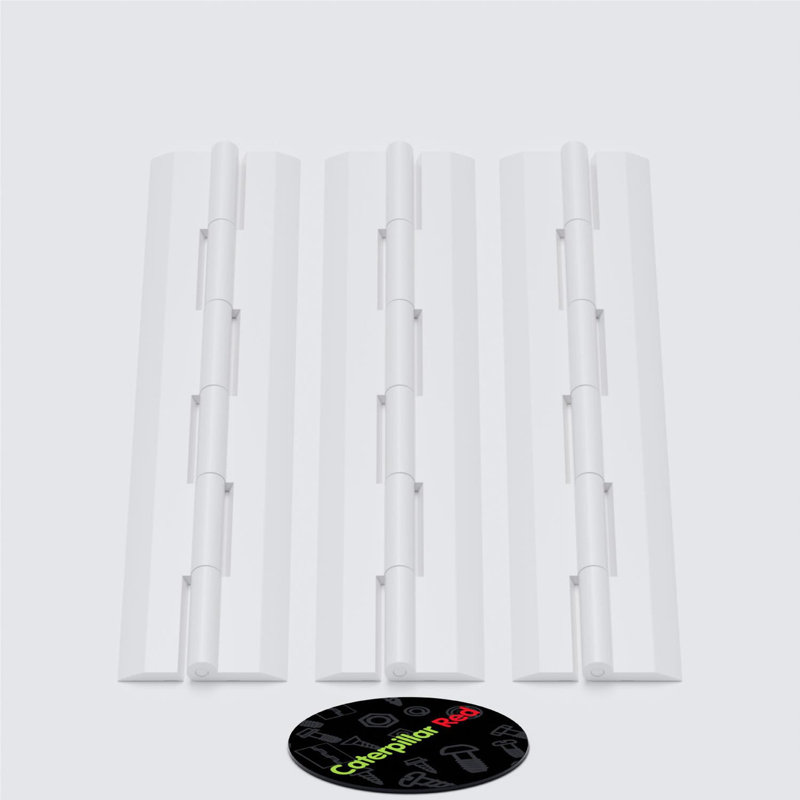 3x White Acrylic Piano Hinges 200 mm, Continuous Plastic Hinges