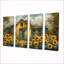Jaune jaune brun champ de tournesols à la grange - ensemble d'art mural tournesols-1451693405