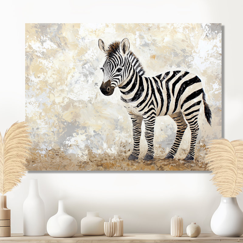 Zèbre minimaliste rayé «Play I», impression murale zébrée, H 12 po x l 20 po, Toile tendue, Ne s’applique pas