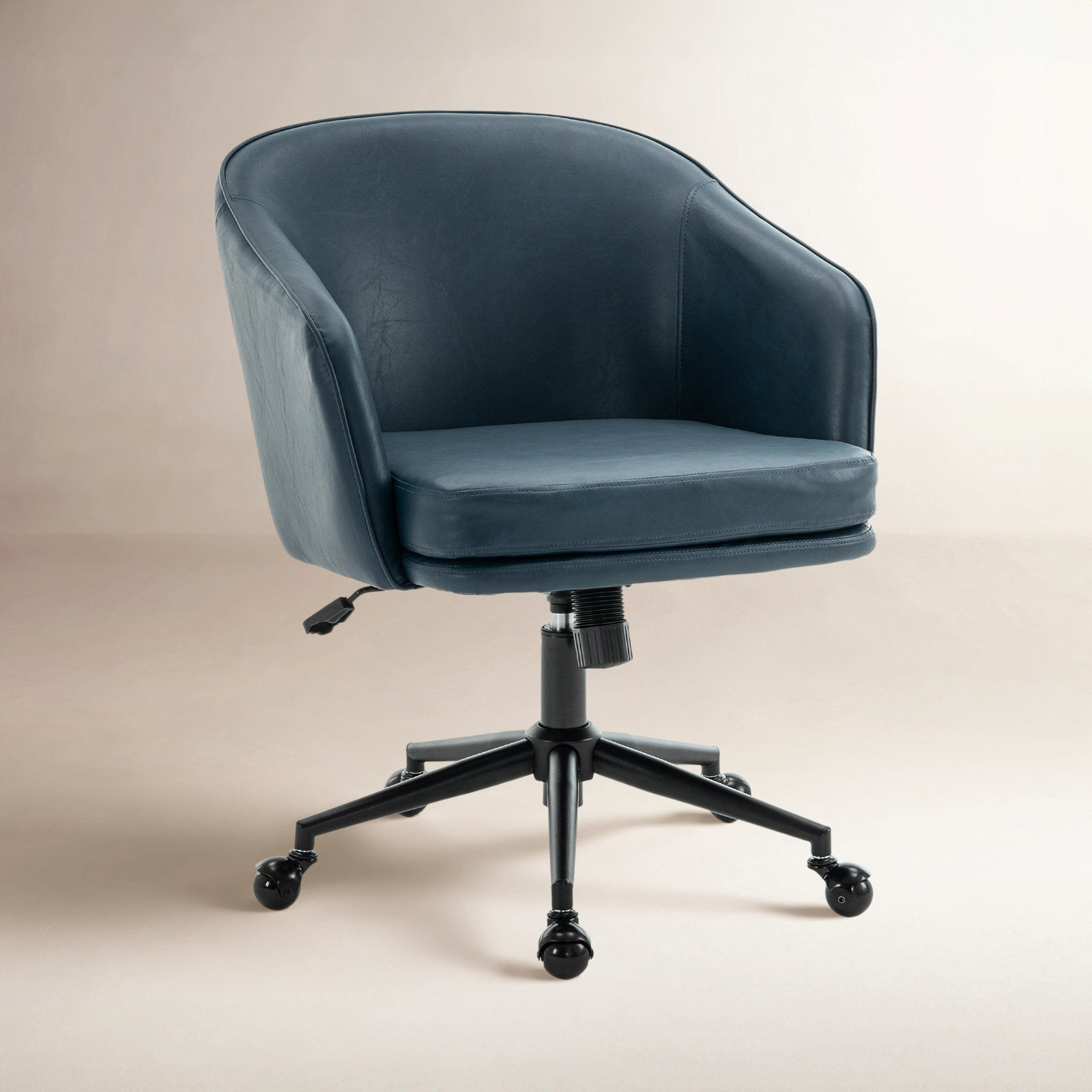 Toscani Office Chair with Lumbar Support, Navy Faux Leather