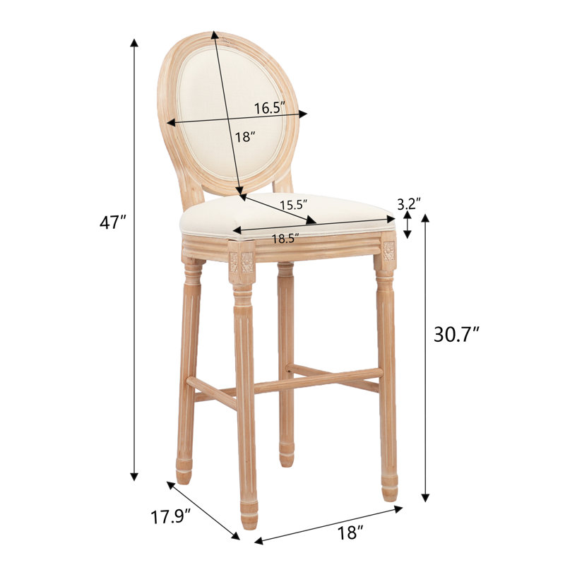 Ensemble de 2 tabourets de bar en bois avec siège rembourré Hengming