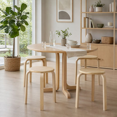 Solid Wood Stackable Stools Kitchen Dining Room Chairs Backless Dining Stools Set of 4