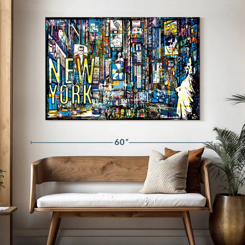 Illustration grunge de New York, H 34 po x l 51 po