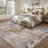 Distressed Modern Abstract Machine Washable Area Rug in Earth Tone Brown for Living Room or Bedroom-117396009