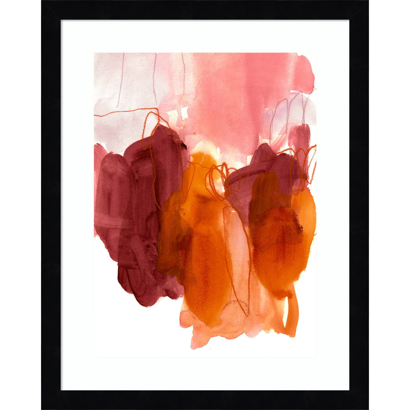 Orelia "Abstract Painting X" Print, 17" H x 14" W, Black