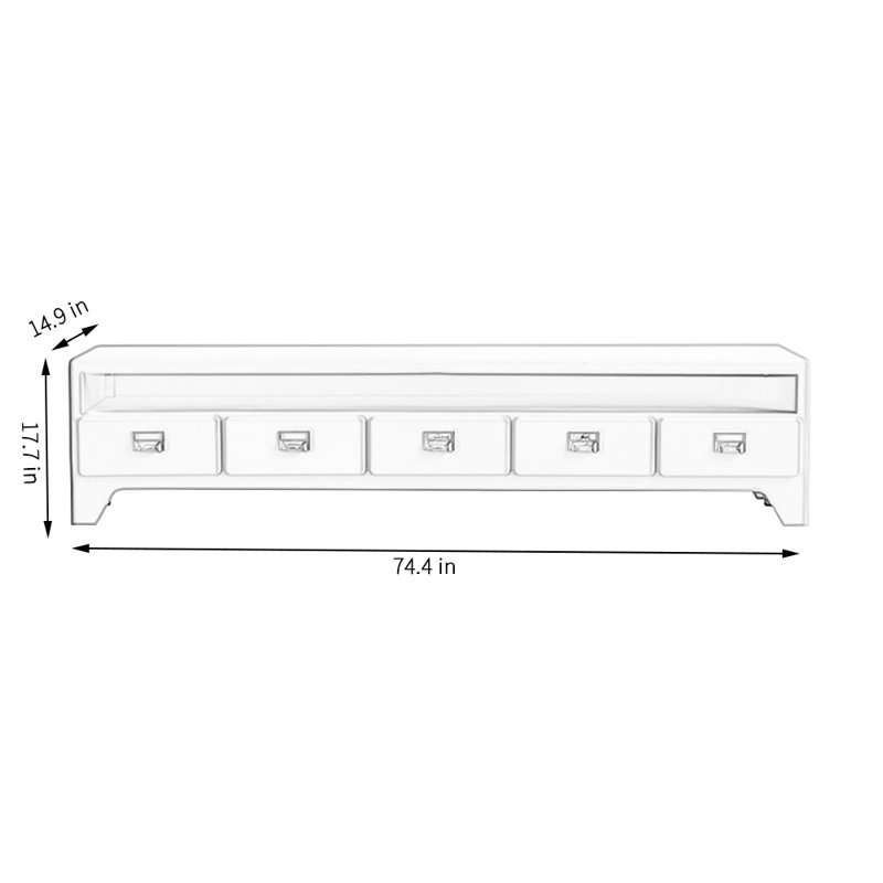 Crédence de rangement l 74,41 po, Blanc